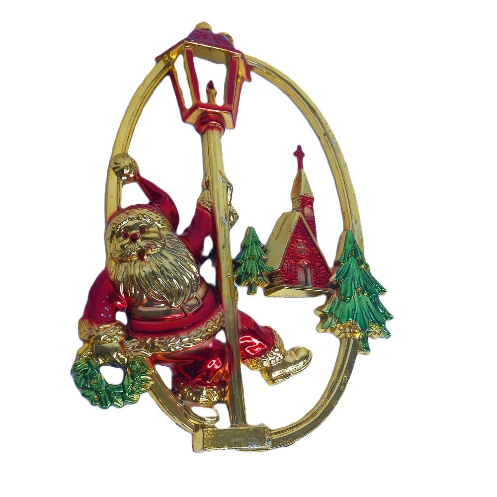 Vintage Liberty Bell Santa Lamppost Christmas Ornament Wall Decor